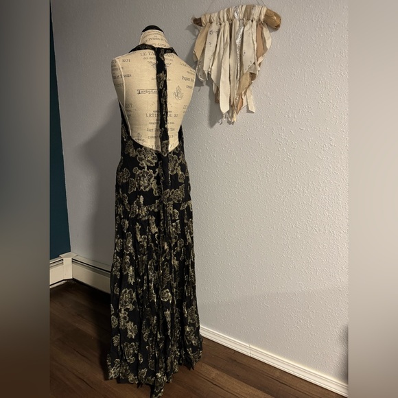 Free People Holding On Convertible Maxi Dress | Black & Gold | $300 MSRP - Picture 2 of 5